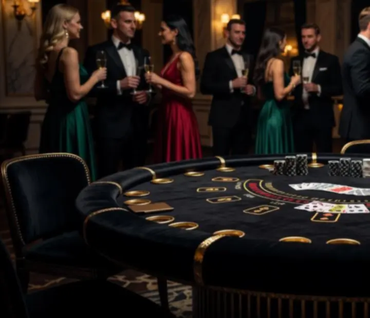 Elegancki stół do blackjacka podczas wieczornego eventu