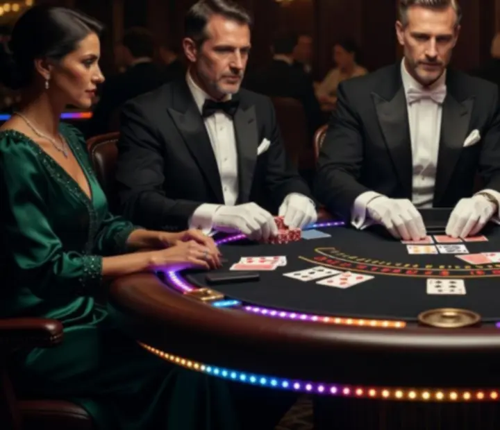 Stylowe stanowisko do gry w blackjacka z iluminacją LED
