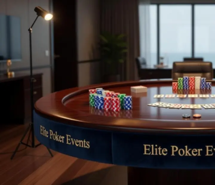 Mobilny zestaw stołu pokerowego przygotowany w eleganckim wnętrzu