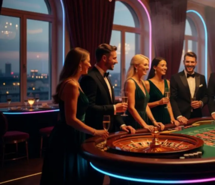 Elegancki wieczór przy stole ruletki na eventcie firmowym